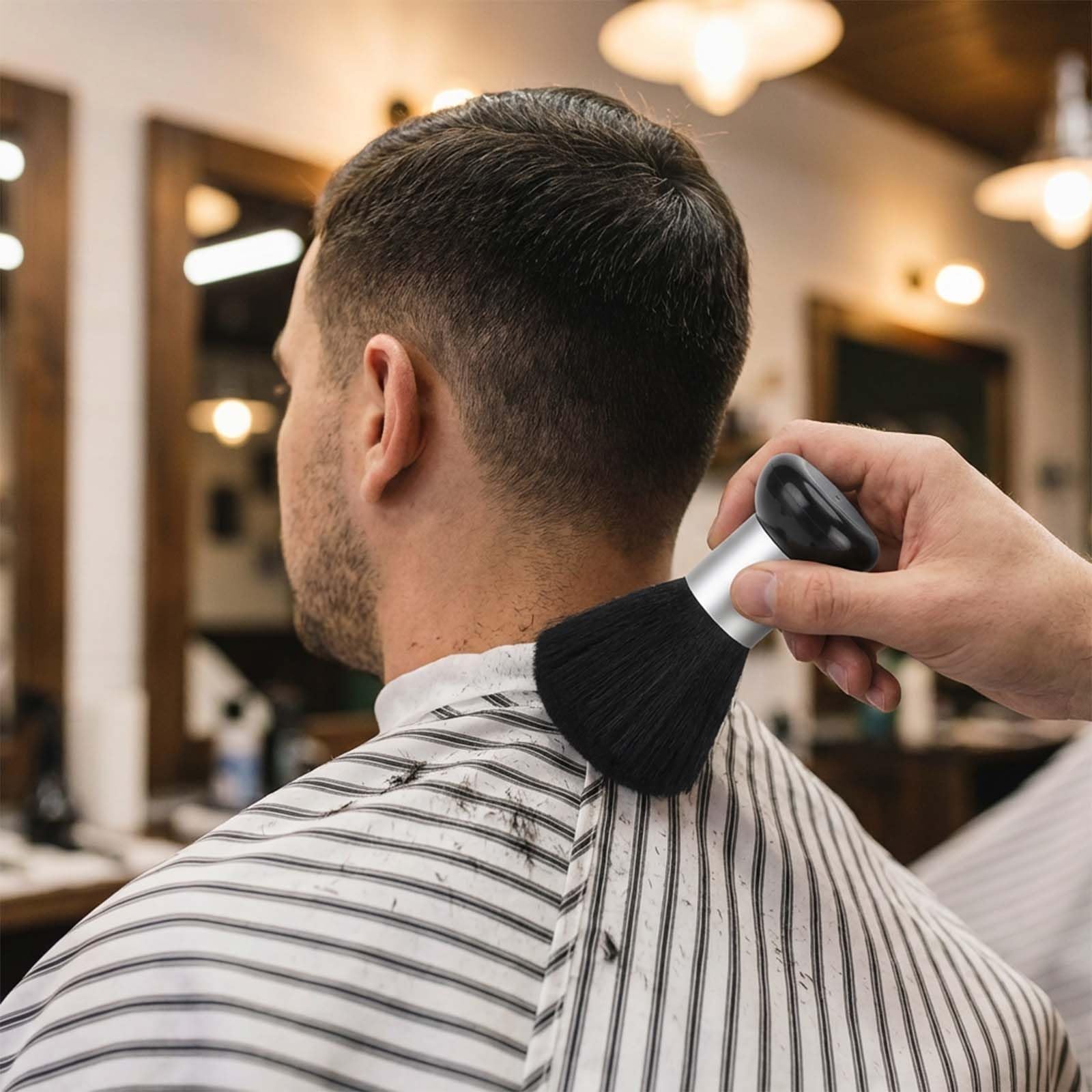 2 Pezzi Spazzola Collo Parrucchiere, Spazzola Capelli Professionale Pennello Collo Barbiere, Spazzola Morbida Alta Densità Per Taglio Capelli Rasatura Pulizia Salone Nero