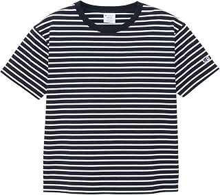 [チャンピオン] 半袖Tシャツ 半袖 丸首 綿100% ワンポイントロゴ ボーダーショートスリーブTシャツ WOMEN’S BASIC CW-D328-01B-L
