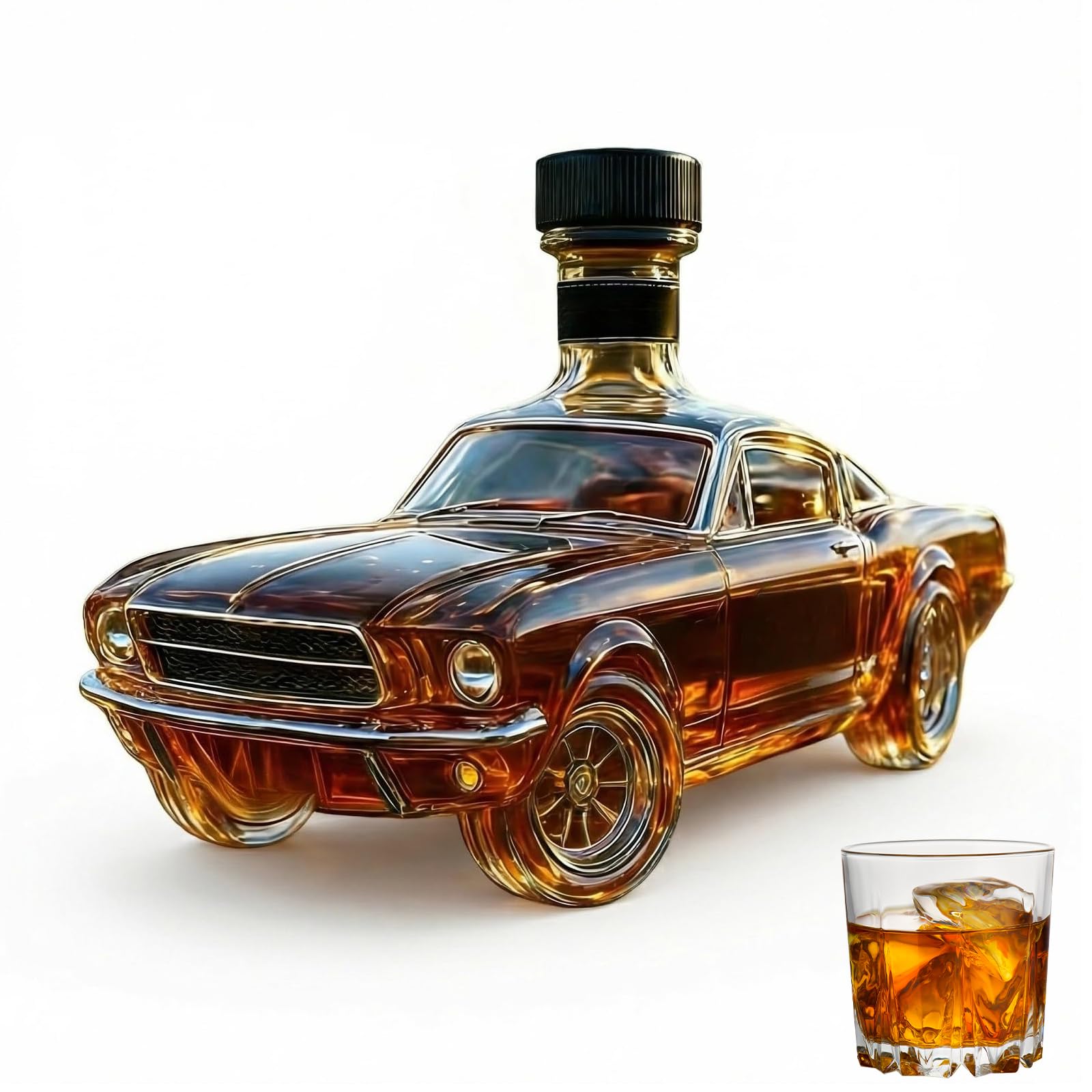 Livoravoli Car Shaped Whiskey Decanter 300ml, 3D Hand-Blown Racing Sports Car Glass Bottle, Novelty Whiskey Dispenser for Men, Gift for Car Lovers and Whiskey Enthusiasts (B)