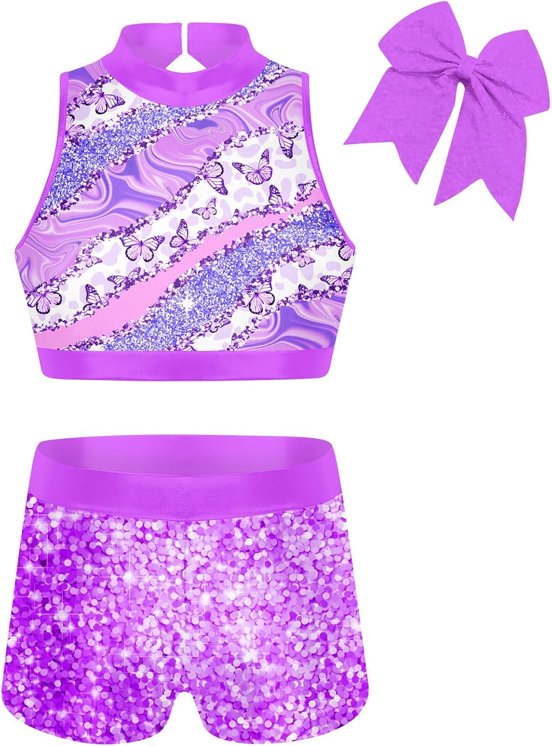 Vogseek Gymnastics Leotards for Girls with Shorts Sparkly Ballet Dance Unitards Biketards Kids Activewear