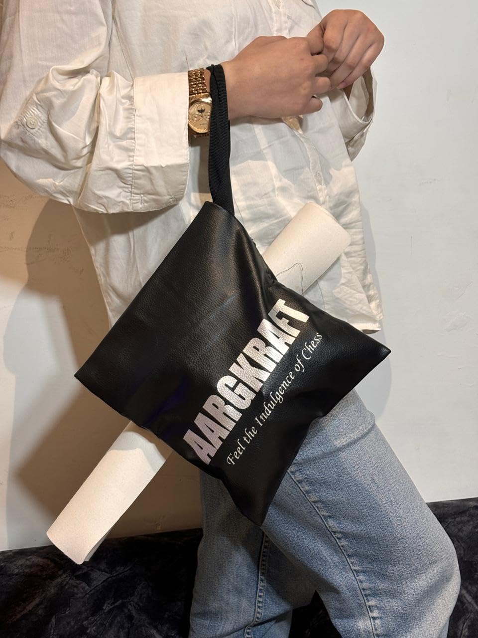 17''Inches Tournament Vinyl Foldable Chess Set (Fide Standards) with 2 Extra Queens + Carry Pouch - for Professional Chess Players (Blue)