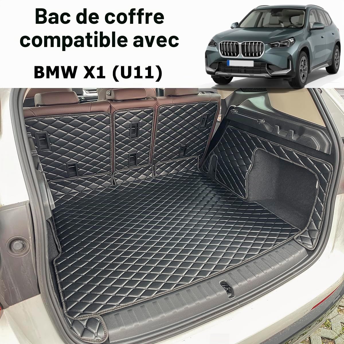 Tapis de coffre compatible avec BMW iX1 et BMW X1 (U11) de 2022-2026 (et panneaux latéraux arrière gauche et droit) adapté aux chiens