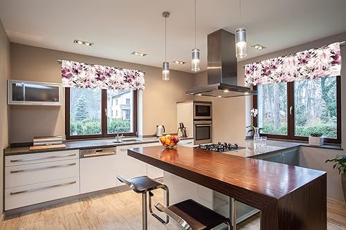 Miniatura 5 de Cenefa de cortina corta opaca con bolsillo para barra de flores de acuarela de verano para decoración de cocina, dormitorio, 52 x 18 pulgadas,