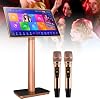 Professional Karaoke Machine with Large Touch Screen and Wireless Microphones for Home Entertainment and Party Singing