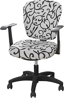 laamei Funda para Silla de Oficina 2 Piezas Divididas Fundas para Sillas de Escritorio Modernas Universal Extraíbles Funda Elástica para Sillon Sillas de Giratorias para Ordenador(Vid Negra)