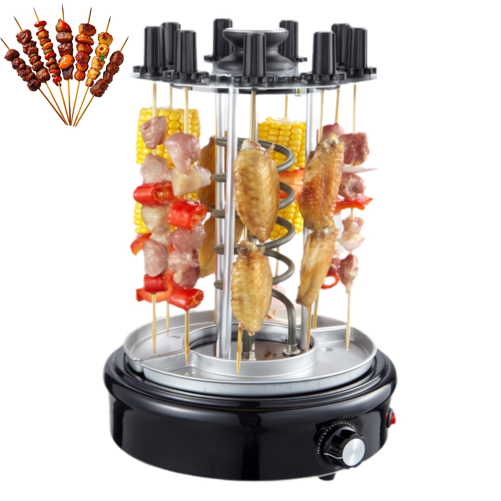 Grill à kebab vertical électrique anti-fumée pour cuire 12 brochettes sans odeur à la maison