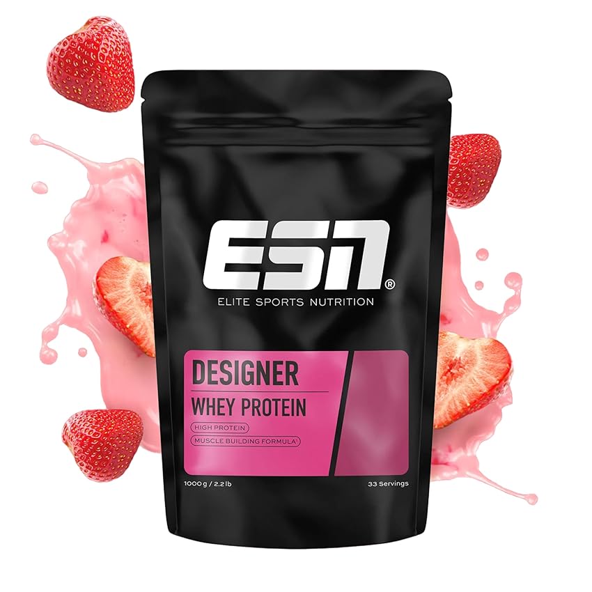 ESN Designer Whey Protein, Fragola, 1000 g - Proteine in Polvere per lo Sviluppo e il Recupero Muscolare