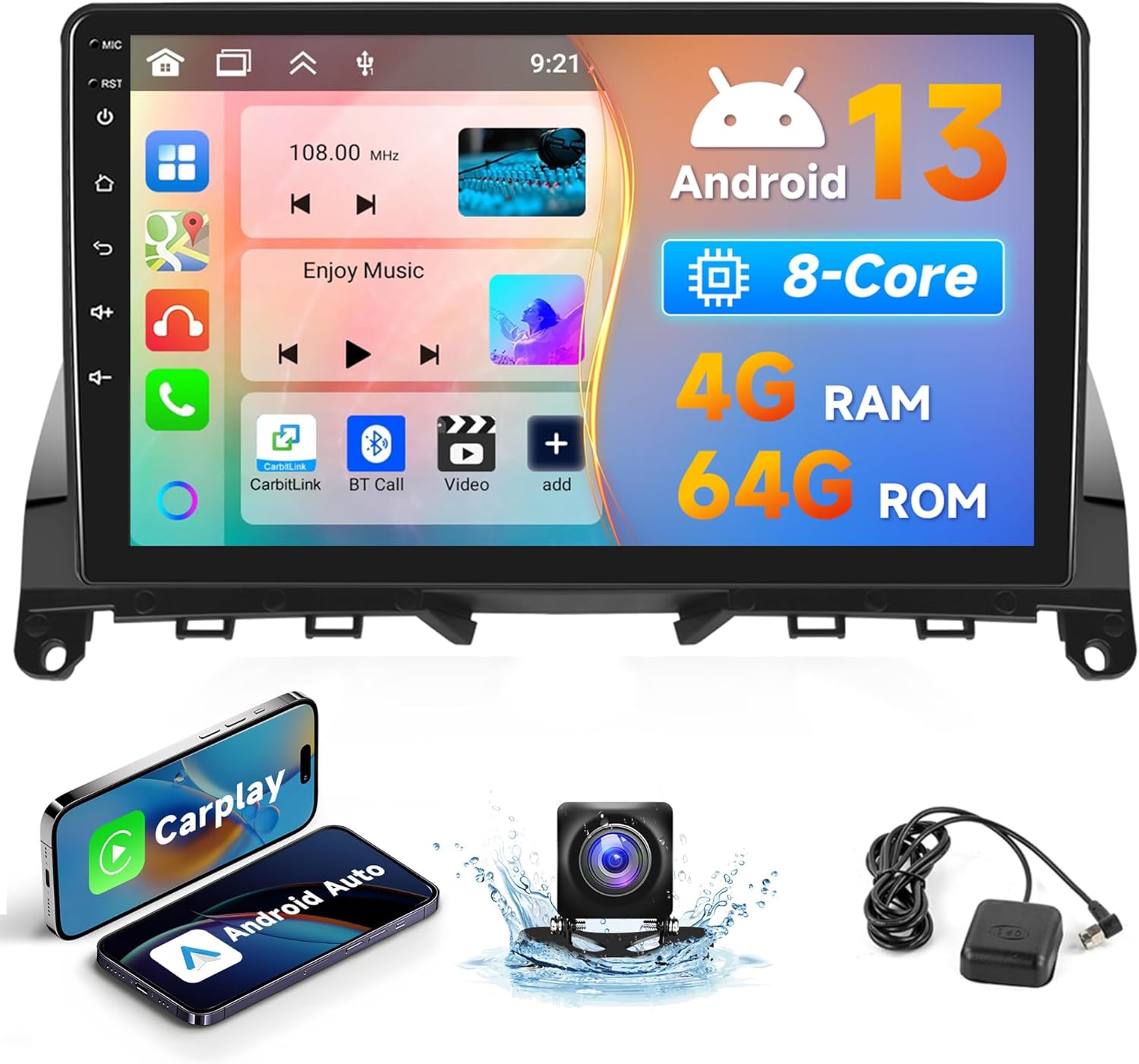 Stereo Android Per Ford Fiesta 2009-2017 - 9 Pollici Con Carplay E Android Auto - Foto 2