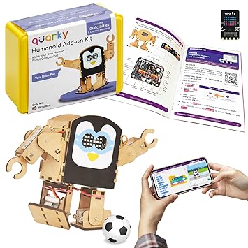 Quarky Humanoid Robotics Kit for Kids Age 7+ with Assembly Guide and Activity Booklet | 10+ DIY Coding, AI, and Robotics Activity | with Quarky Board