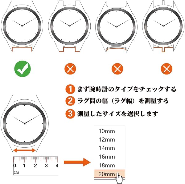 [ANNEFIT] 本革時計バンド 10mm/12mm/13mm/14mm/15mm/16mm/18mm/20mm/22mm リザード型押し腕時計ベルト 交換工具付き 替えバンド - 4
