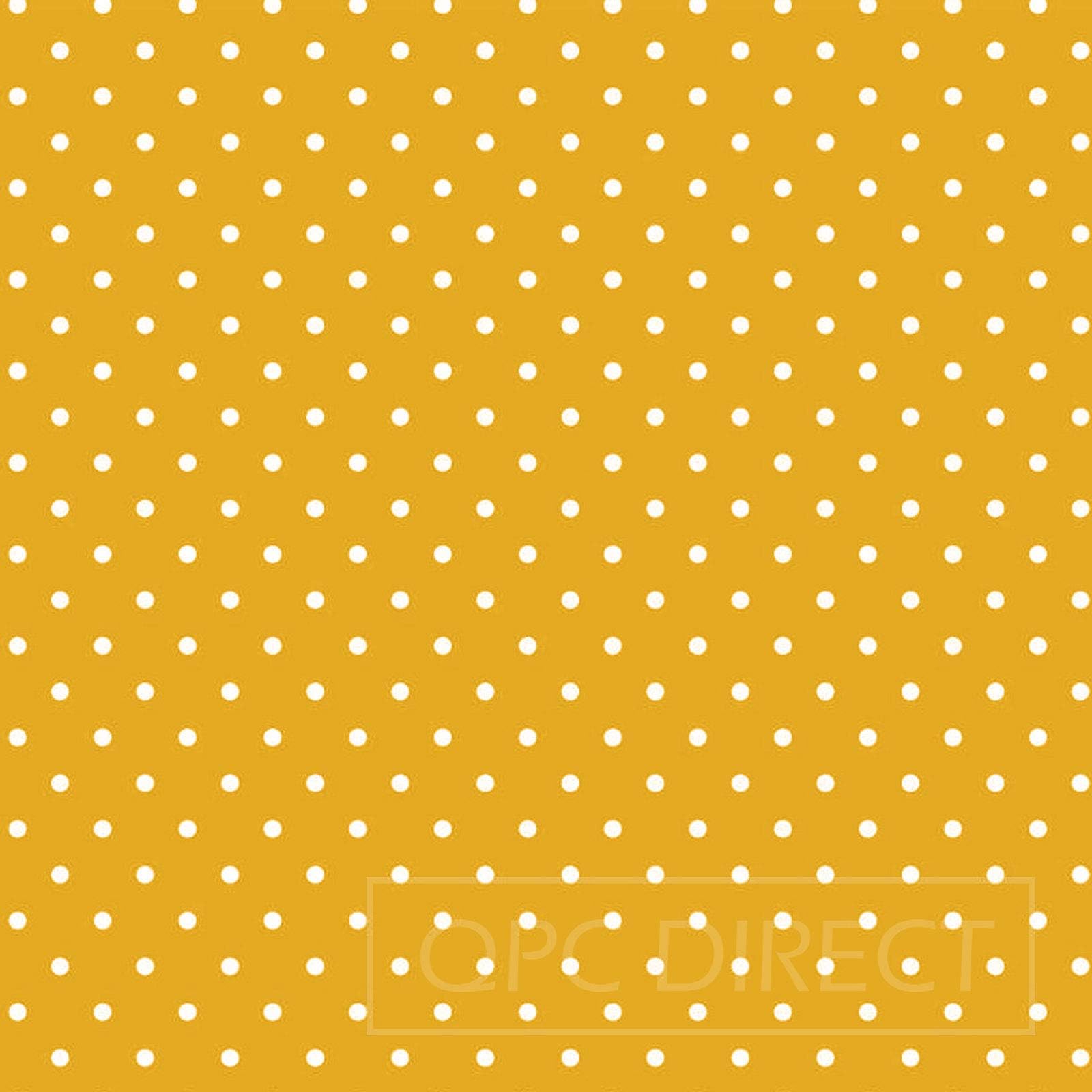 QPC Direct Mustard Ochre Yellow Polka Dot Spot Print PVC Oilcloth Table Cover Vinyl Tablecloth, 137cm x 200cm