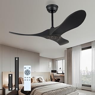 36-Inch Ceiling Fan; Modern Style Small Lampless Remote Control Ceiling Fan, 3 Blades, Suitable for Small Living Room, Bedroom, Children's Room, Bathroom, Dining Room(Black, 36 inch)
