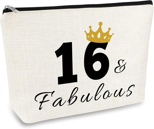 Happy 16th Birthday Gifts Makeup Bag Sixteen Birthday Gifts for Girls Cosmetic Bag Pouch 16 Year Old Gifts for Daughter Best Friend Sister Niece Granddaughter Bestie BFF 2005 Birthday Gifts