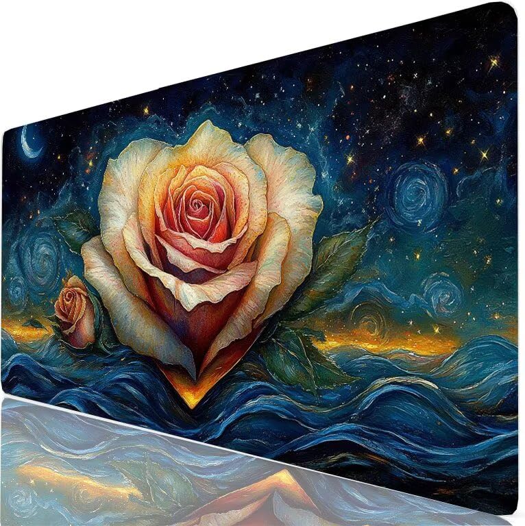 Alfombrilla Ratón XXL 70x40 cm Rosa Mouse Pad Gaming Mar Protector Escritorio, Precisión Velocidad Mejorada, Antideslizante Mousepad Superficie para Teclado, Jugadores PC, Accesorios Gaming H0-343
