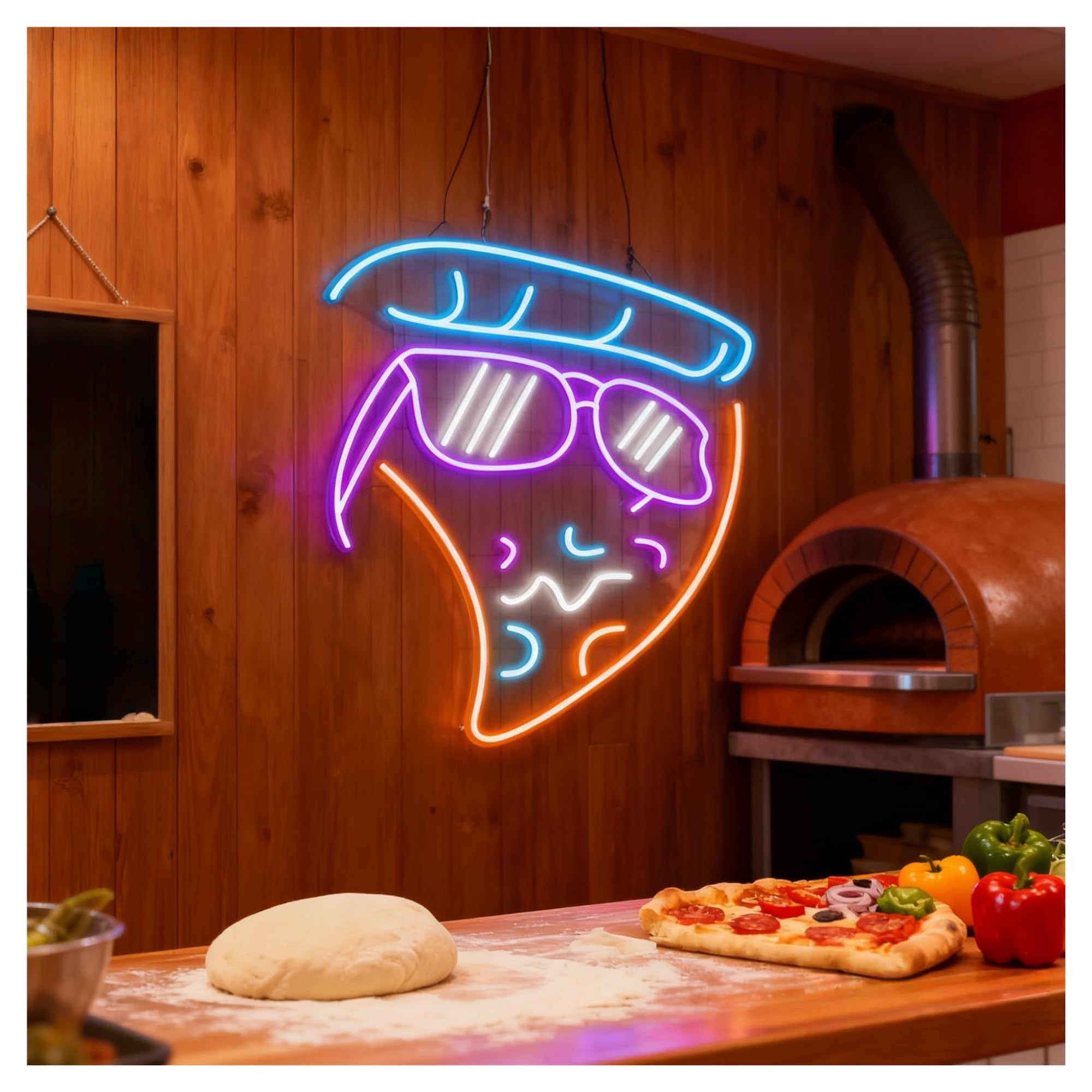 RONGCH Hanging Art Signs Pizza Slice Neon Sign Handmade, Suitable for Shop Wall Decor with Brightness Adjustable 50cm(Purple)