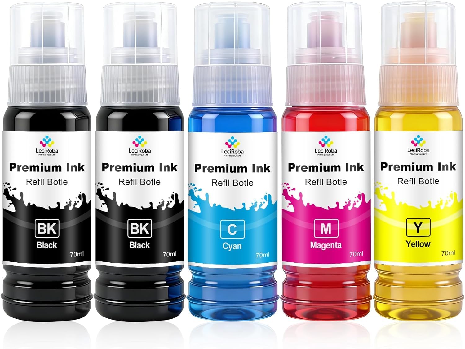 LeciRoba E-104 per epson 104 103 102 Ecotank Multipack use with ET-2710 ET-2711 ET-2712 ET-2714 ET-2715 ET-2720 ET-2721 ET-2726 ET-2810 ET-2810 5 ET-2 820 ET-2821 ET-2825 ET-2826 ET-4700 ET-4800 (5PK)