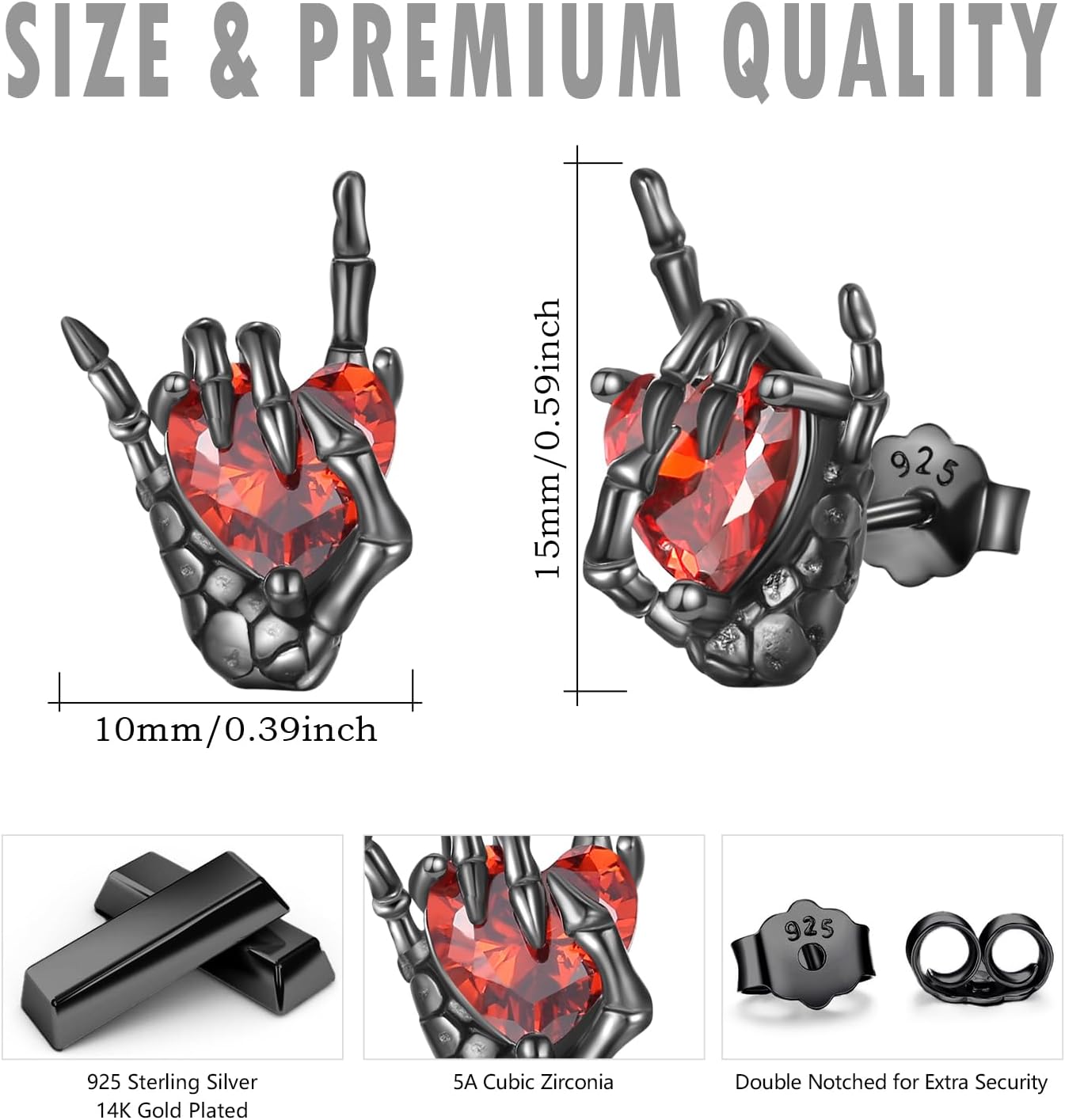 OHAYOO Skeleton Earrings for Women 925 Sterling Silver Skull Earrings Gothic Jewelry Gifts for Women