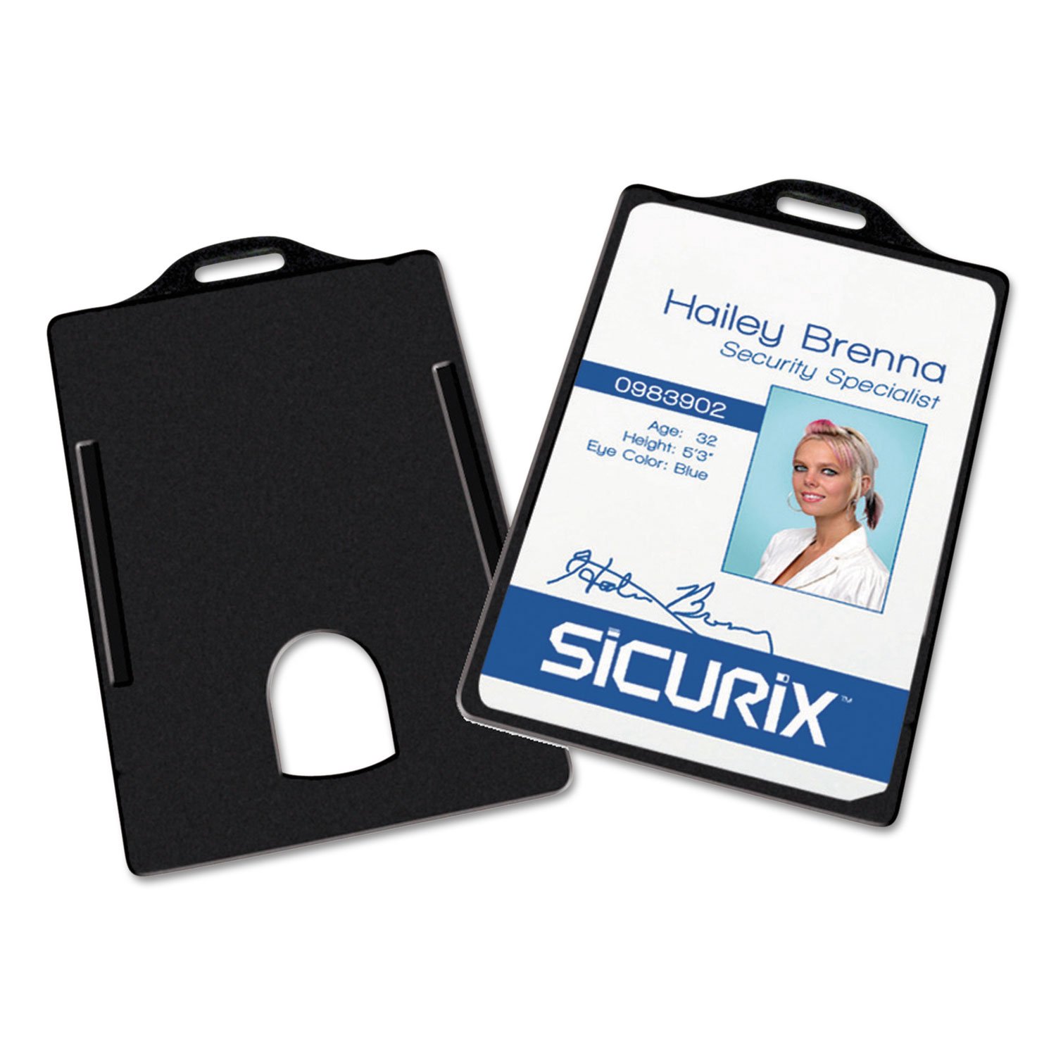 Baumgartens Sicurix Badge/Card Holder, 4 x 2 9/10, Black, 25/Pack by Baumgarten's