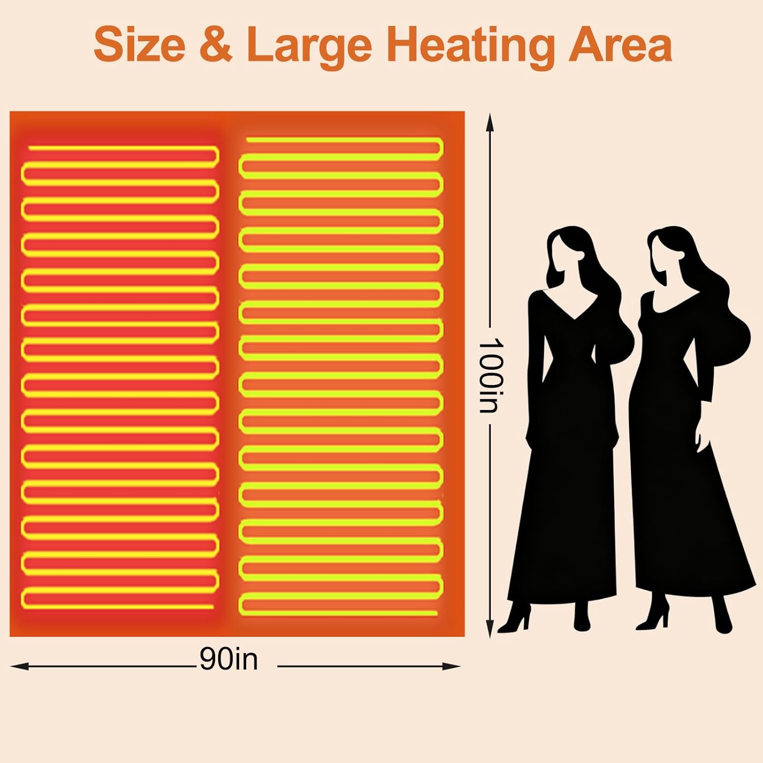 Heated Blanket Electric Blanket King 90"x100" Dual Control Flannel Heating Blanket with 12 Heat Levels 12H Timer Auto Shut-Off Overheat Protection Soft & Cozy Machine Washable - Image 6