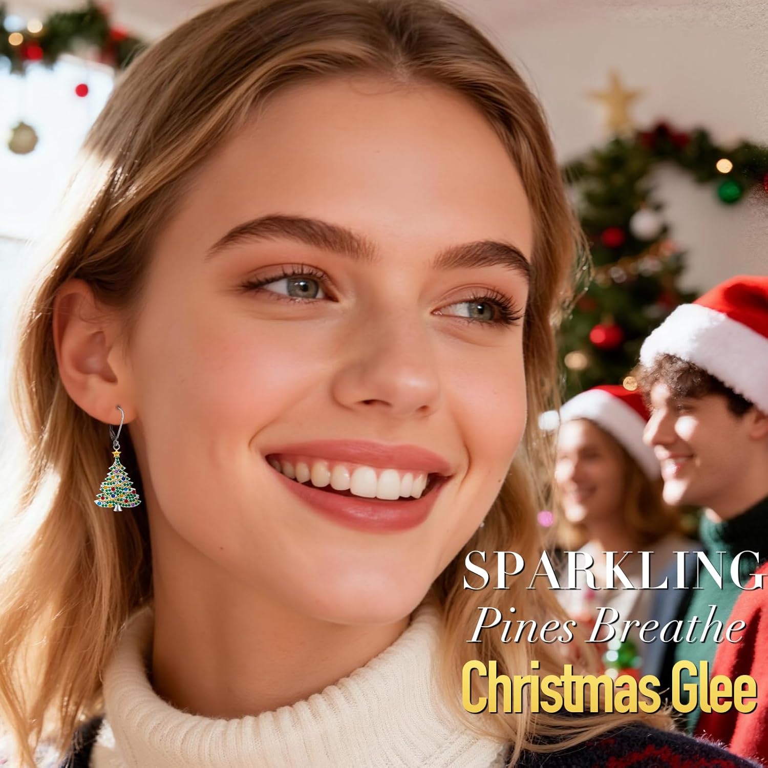 Christmas Earrings Christmas Tree Earrings for Women Dangling Sterling Silver Dangle Drop Winter Gifts Jewelry Leverback Holiday - Image 9