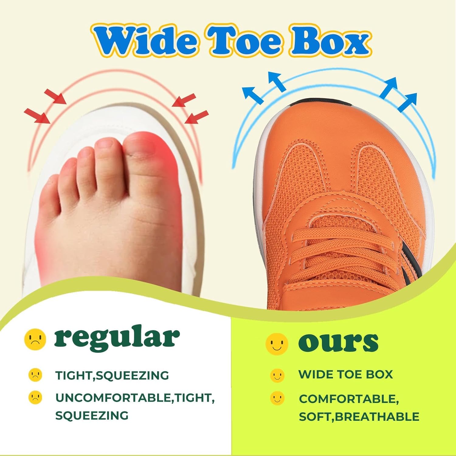 Boys Wide Toe Box Sneakers Girls Tennis Running Shoes Breathable Walking Trainers for Kids - Image 2