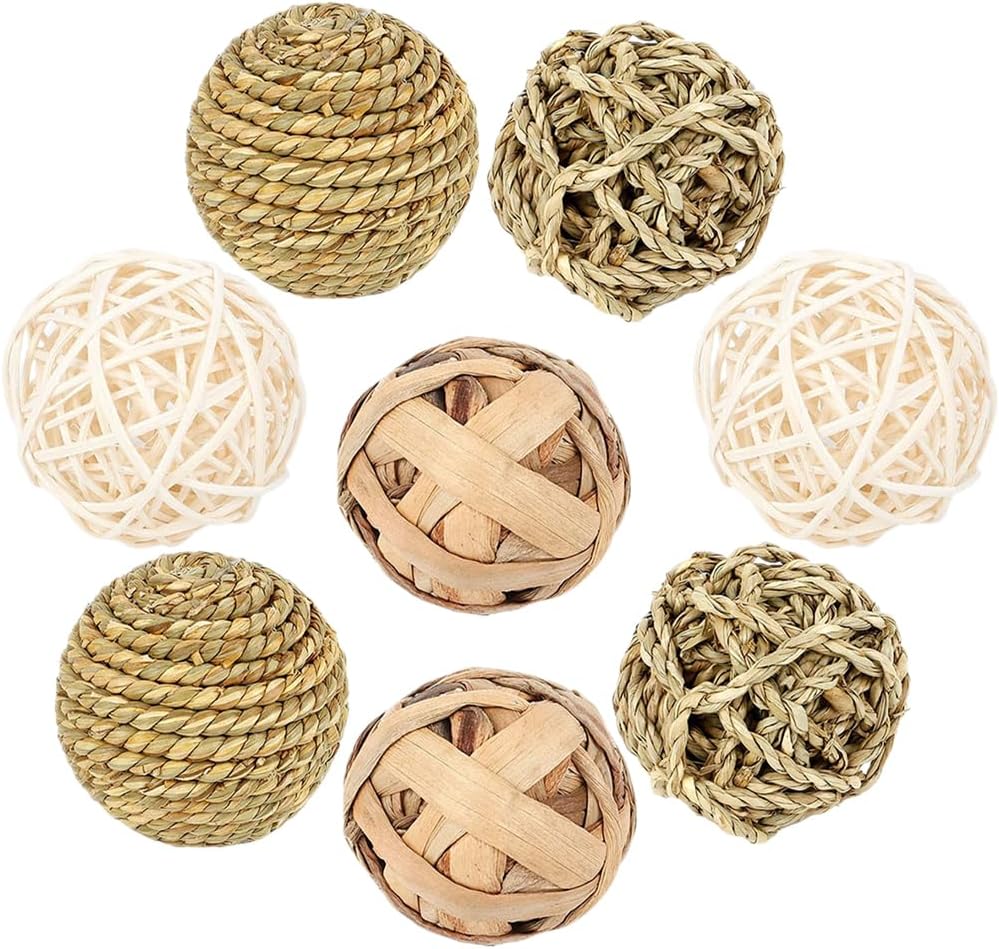 FOMIYES Small Animals Play Balls: Rabbit Chew Toys - Rolling Activity Guinea Pigs Chinchilla Bunny Natural Teething Balls