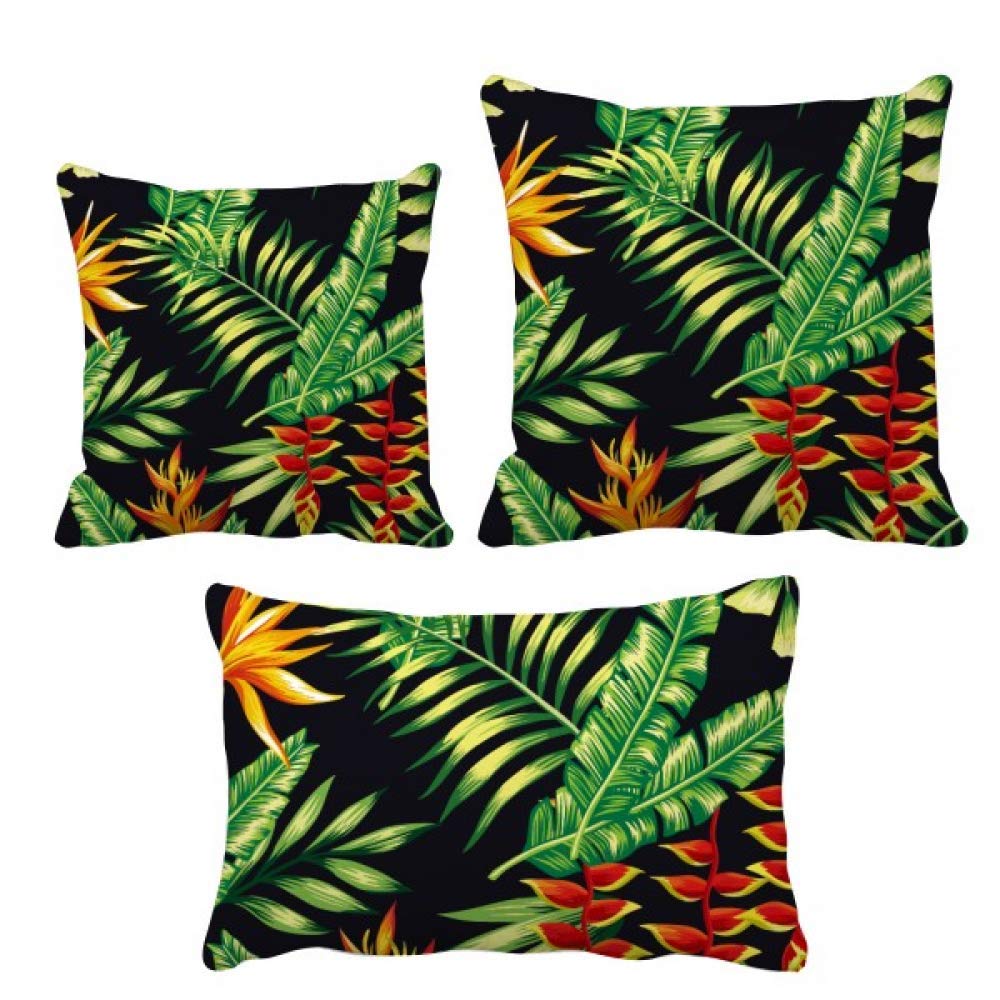 Coussin feuilles de plantes tropicales pour canape fade