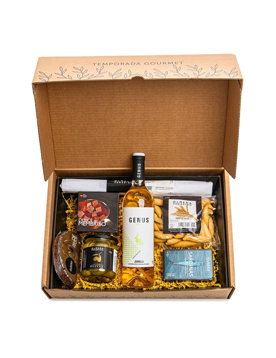 OLMEDA ORÍGENES - Cesta Gourmet Regalo Olmeda Super - Surtido de embutidos, tapas, snacks y dulces españoles