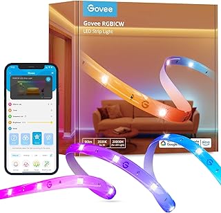 Govee RGBIC LED Strip Lights for Bedroom with Warm White 65.6ft, Smart LED Strip Lights Alexa Compatible, DIY Multiple Colors on One Line, Color Changing LED Lights Music Sync, 2 Rolls of 32.8ft