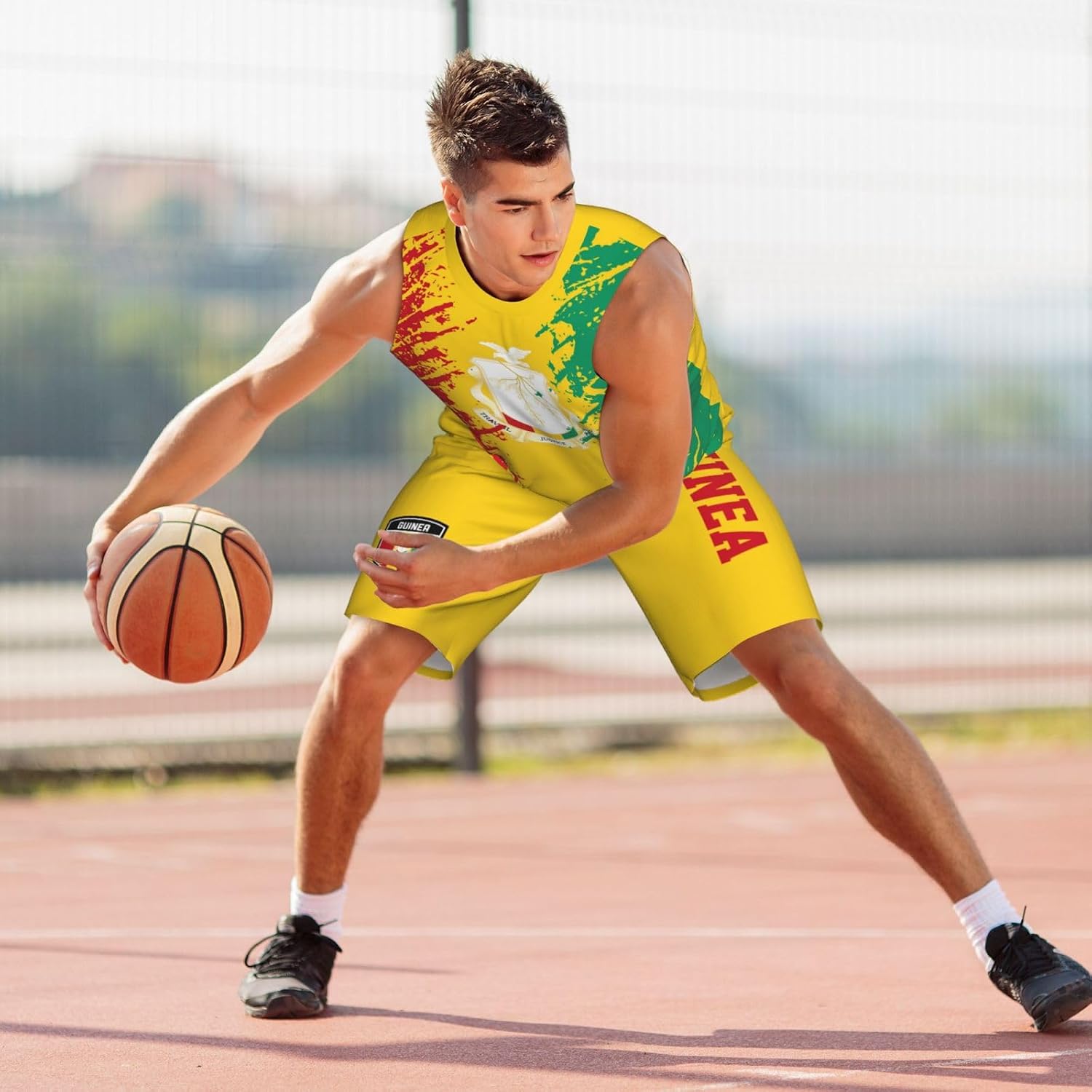 Guinea Flag Grain (1) Basketball Jersey Uniform Suit for Men Adults Training Athletic Set
