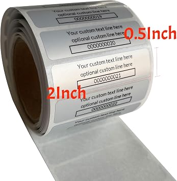 Asset Tags Customized Dumb Silver with 1D Code (Roll of 520)