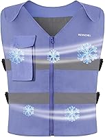 HENNCHEE Cooling Safety Vest with 12 Ice Packs - Reflective High-Vis for Men Women, Hot Weather Outdoor Workers Relief