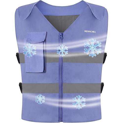 HENNCHEE Cooling Safety Vest for Men & Women, 12PCS Ice Packs, Body Cool Clothing for Hot Weather Outside Workers