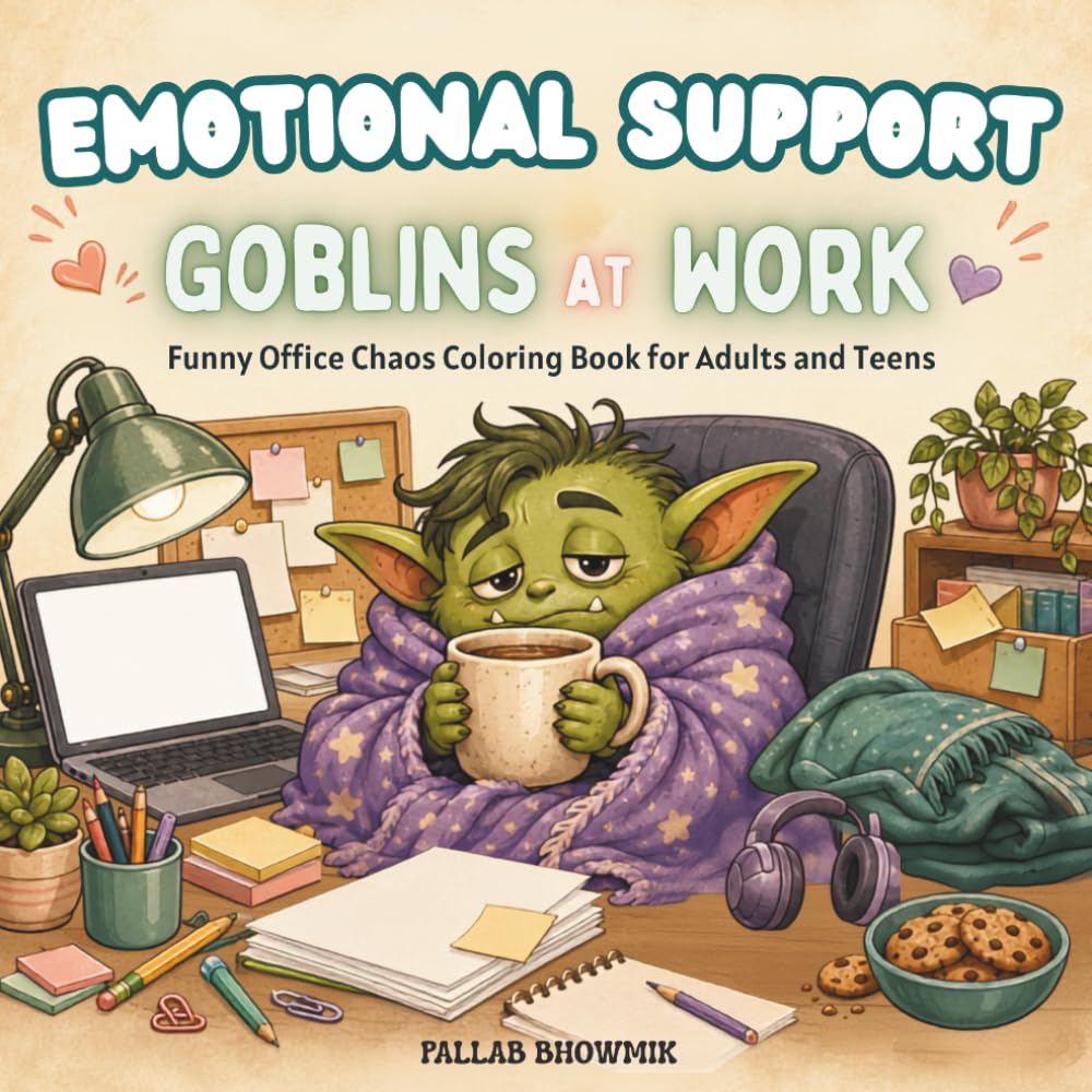 Emotional Support Goblins at Work: Funny Office Chaos Coloring Book for Adults and Teens
