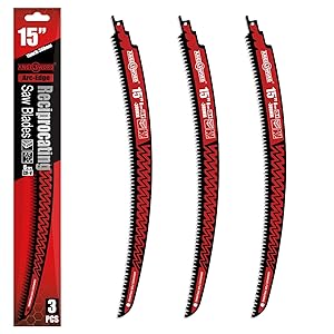 ANGELSWORD 15 Inch Arc Edge Reciprocating Saw Blade, 6TPI Wood Pruning Saw Blades for Tree Trimming, Wood Cutting, 3 Pack