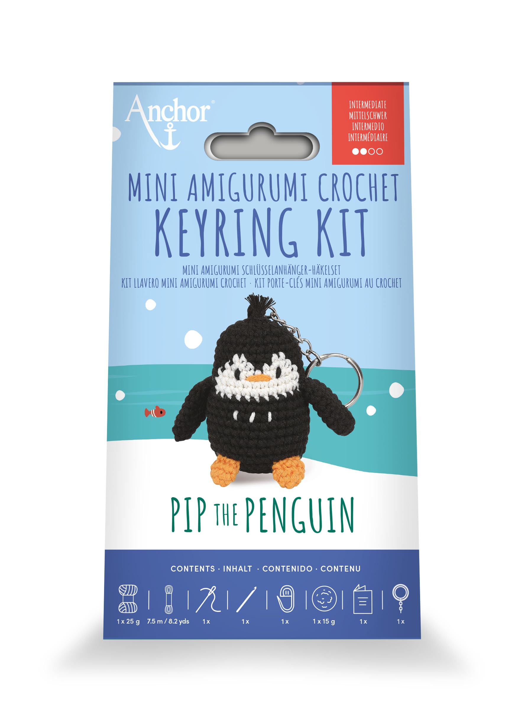 DMC Anchor Pip the Penguin Mini Amigurumi Keyring Kit