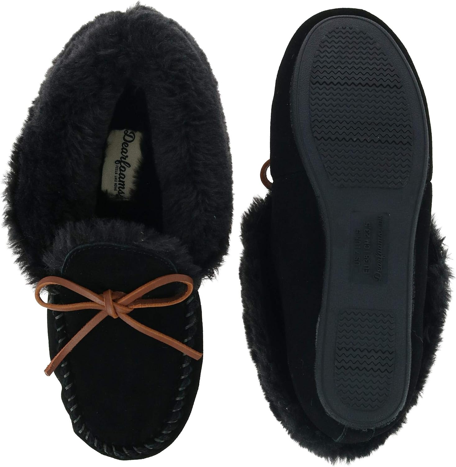 Dearfoams Women's Suede Foldover Bootie Slipper with Tie