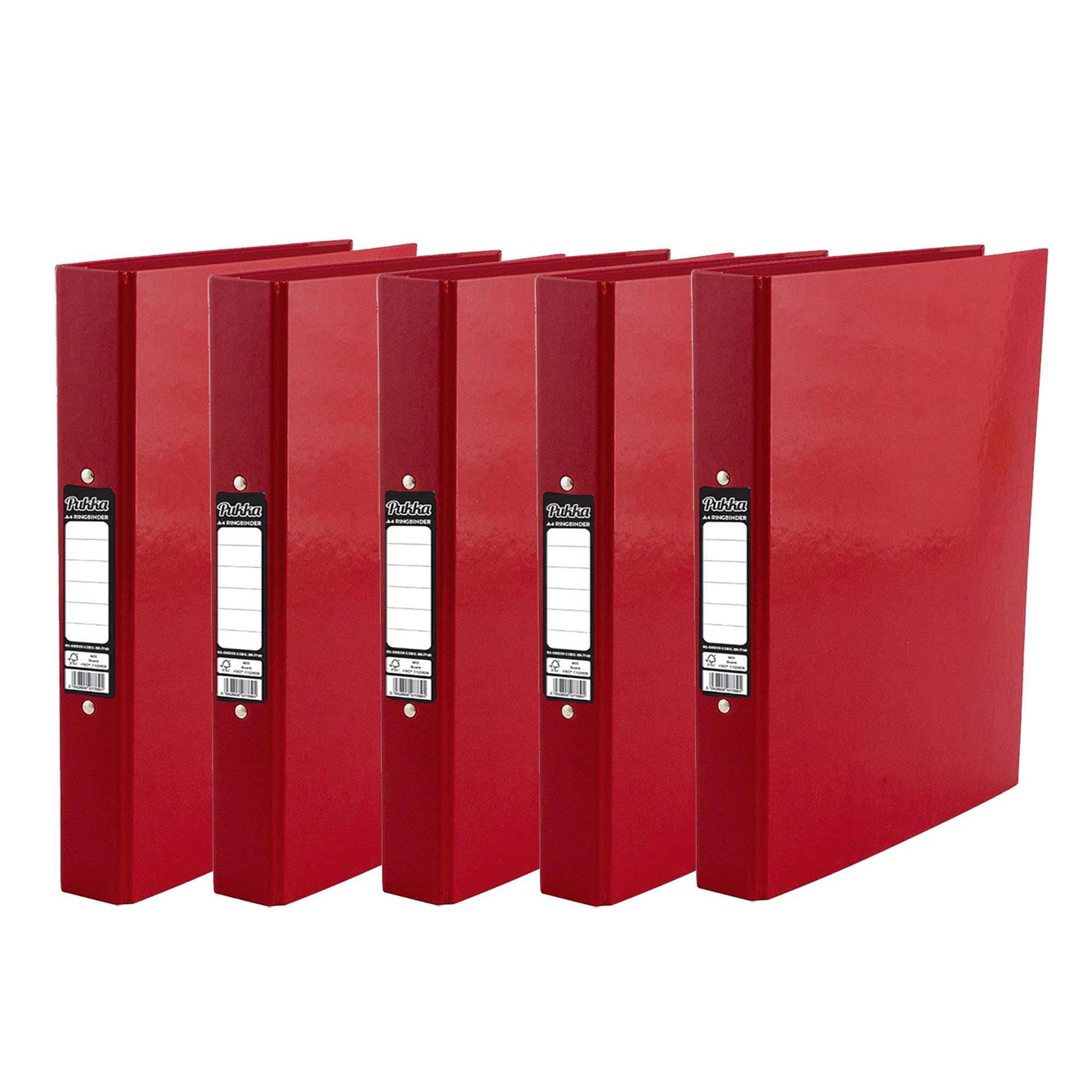 ED 5 x Pukka A4 Glossy 2-Ring Binder File School Work Office 40mm Spine File Organiser (Red) (Does not apply)