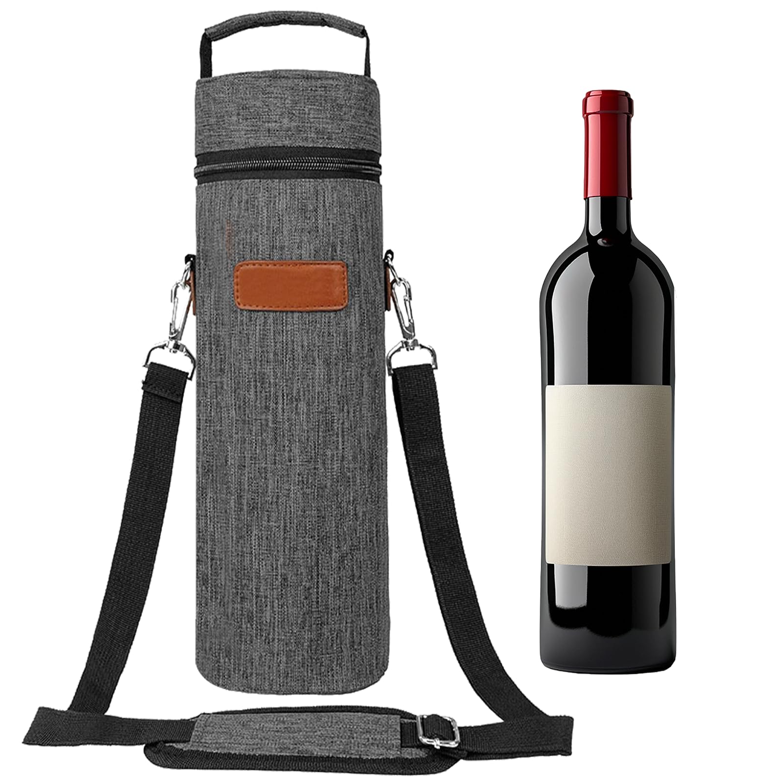 Businey Wine Cooler Bag 750ml, Single Wine Cooler Sleeve, Grey Water Bottle