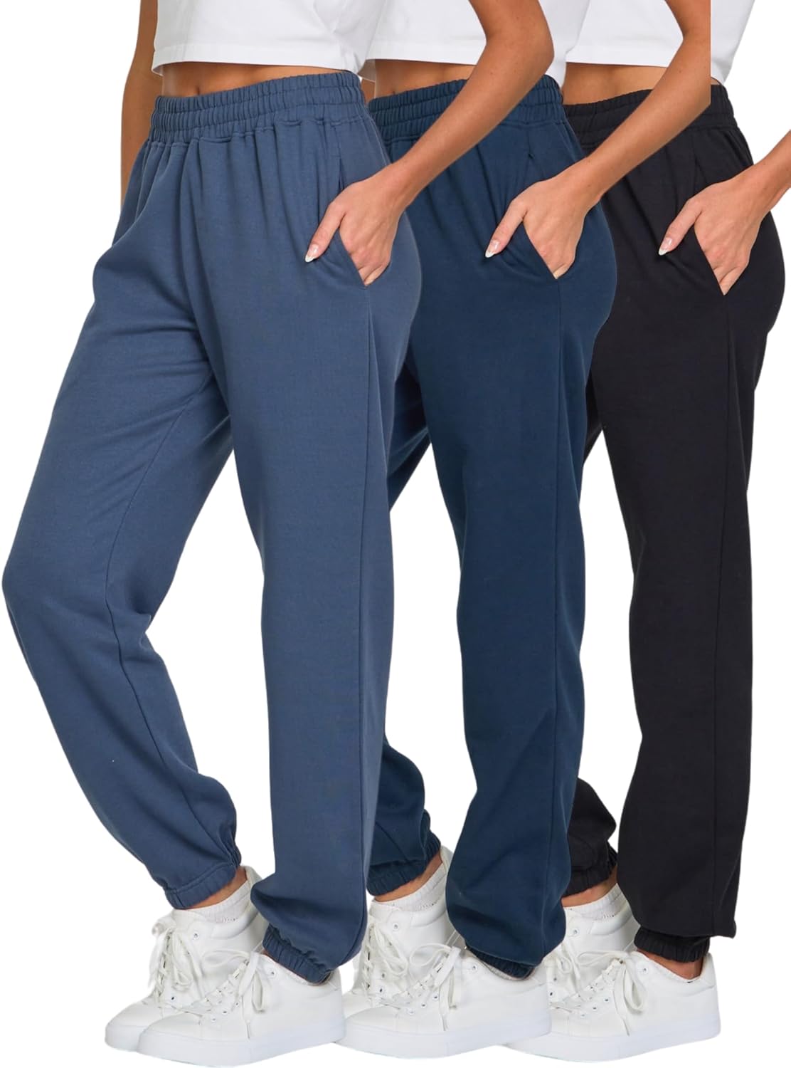 Ultra Performance Womens Sweatpants 3 Pack Cotton Joggers Women's Fleece Sweats Gym & Workout Pants for Women