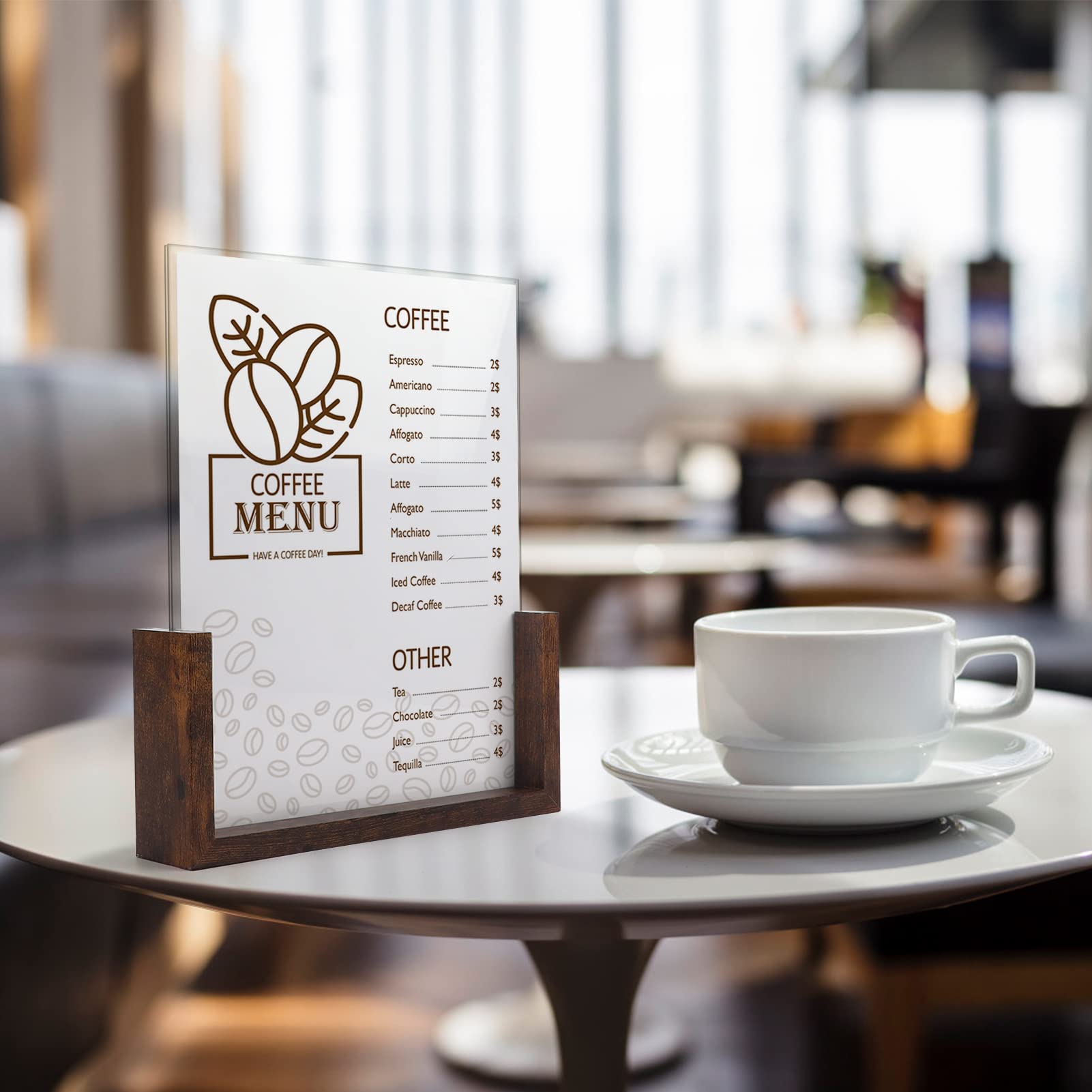 PETAFLOP 8x10 Picture Frame Set of 2, Rustic U-shaped Double Sided Frames Made to Display 8 by 10 Photos, Menu Holder Sign Card Stand for Desk Tabletop