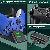 Vista 3 de Estación de carga de control para Xbox One estación de carga para Xbox One Controller paquete de batería de 2 x 1200 baterías recargables