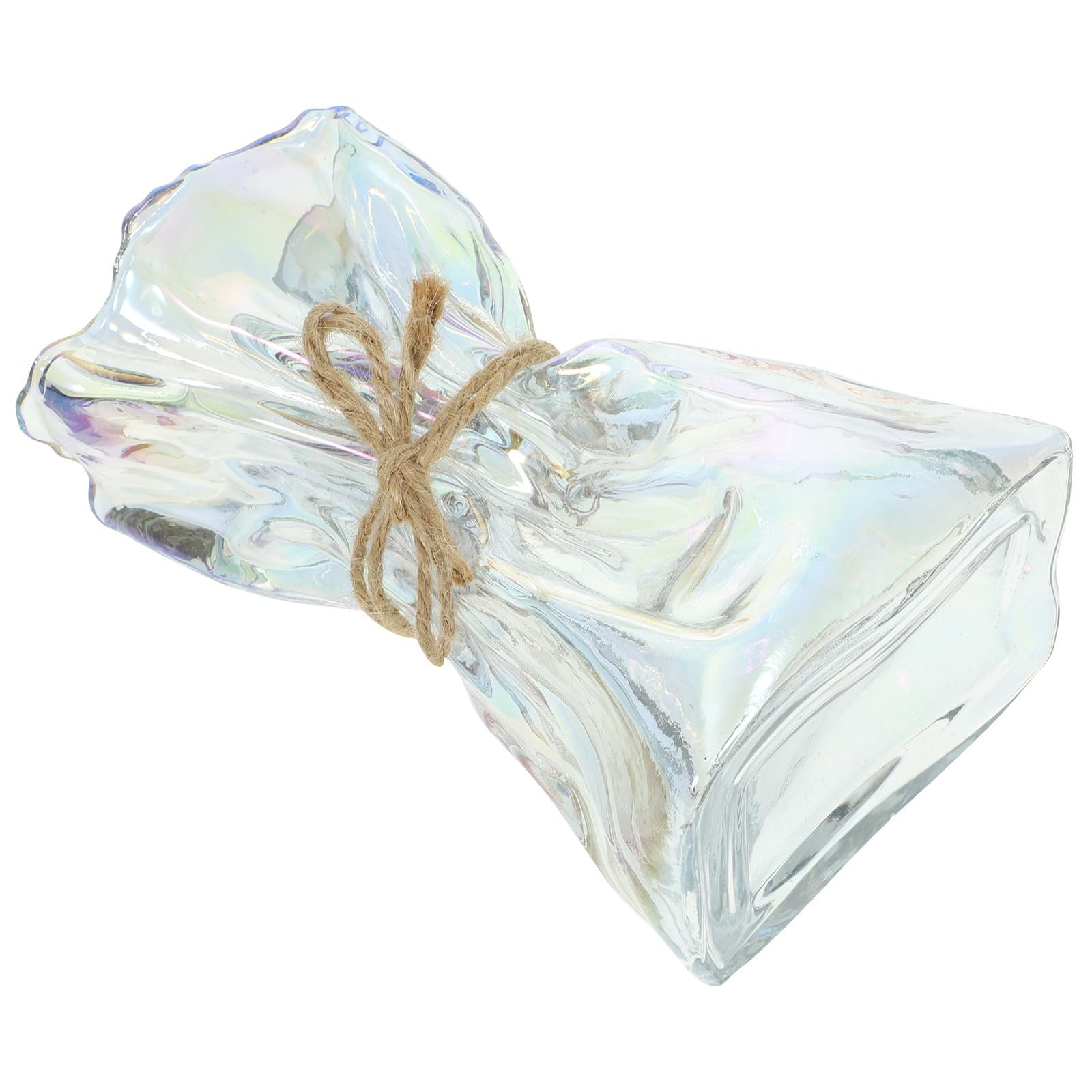 Jarrón de cristal irregular elegante que renueva salones oscuros con flores