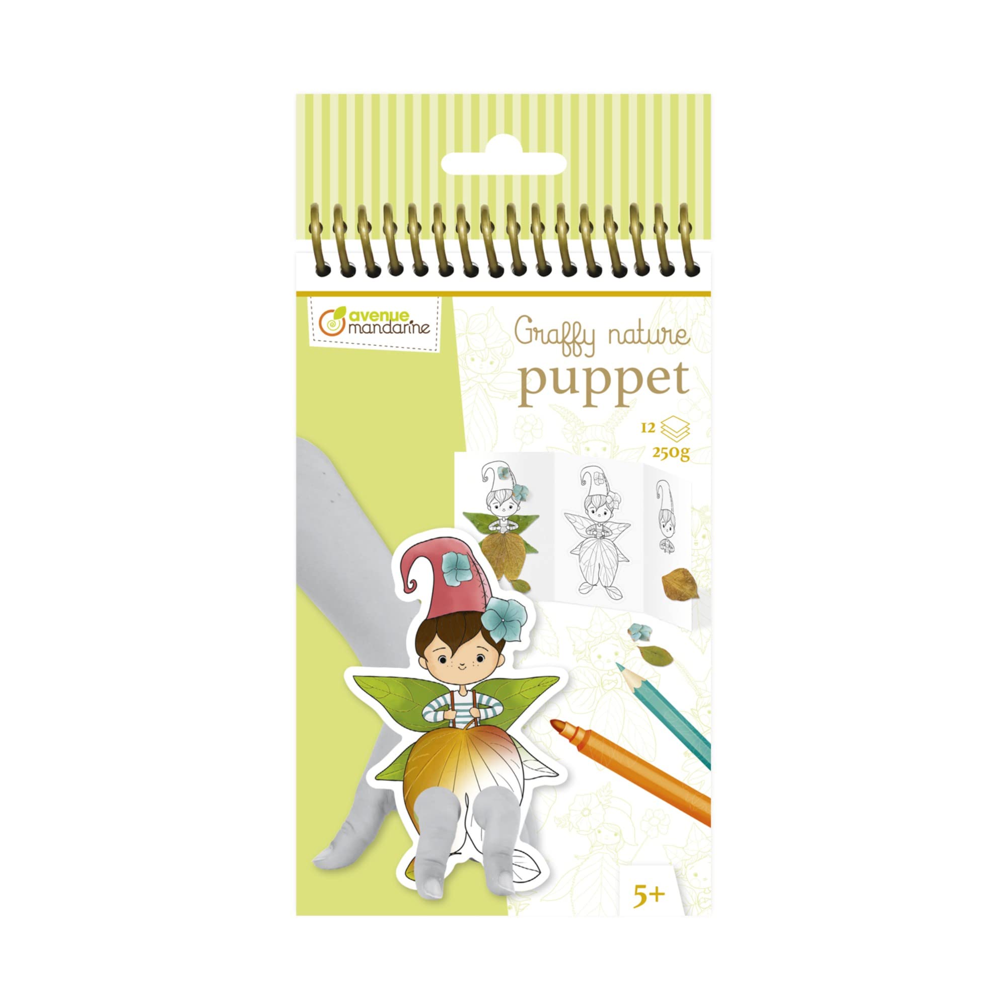 Avenue Mandarine GY152C, Graffy nature trio Colouring book, 12 Finger Puppets x 3 models, From 5 years, PUPPET