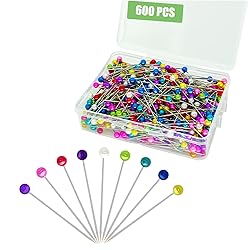 600PCS Sewing Pins Straight Pin for Fabric, Pearlized Ball Head Quilting Pins Long 1.5inch, Multicolor Corsage Stick Pin for Dressmaker, Jewelry DIY Decoration, Craft and Sewing Project