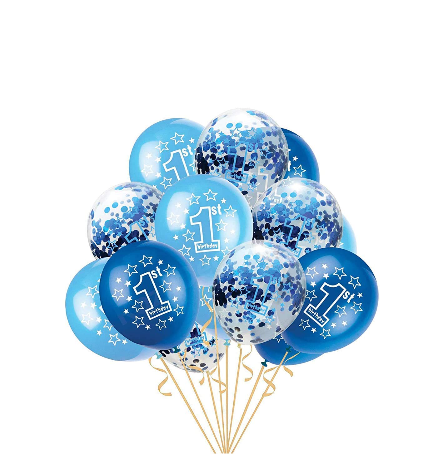 Lazybeee 1st Birthday Printed Balloon, Birthday Party Decorations can be Filled with Helium or Air | Baby Boy Bday Balloon Pack of 12 Blue