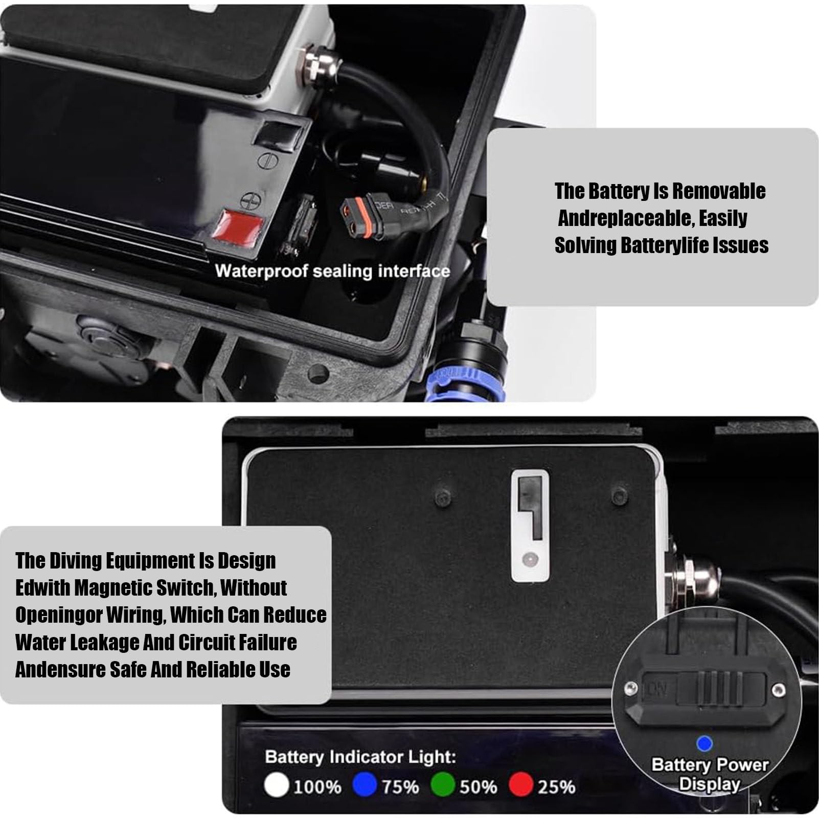 RayGenius Système de Ventilation pour la plongée sous-Marine, Bouteilles de plongée Portables et Rechargeables, compresseur d'air étanche pour la Plage et la Chasse.,D3000-Black