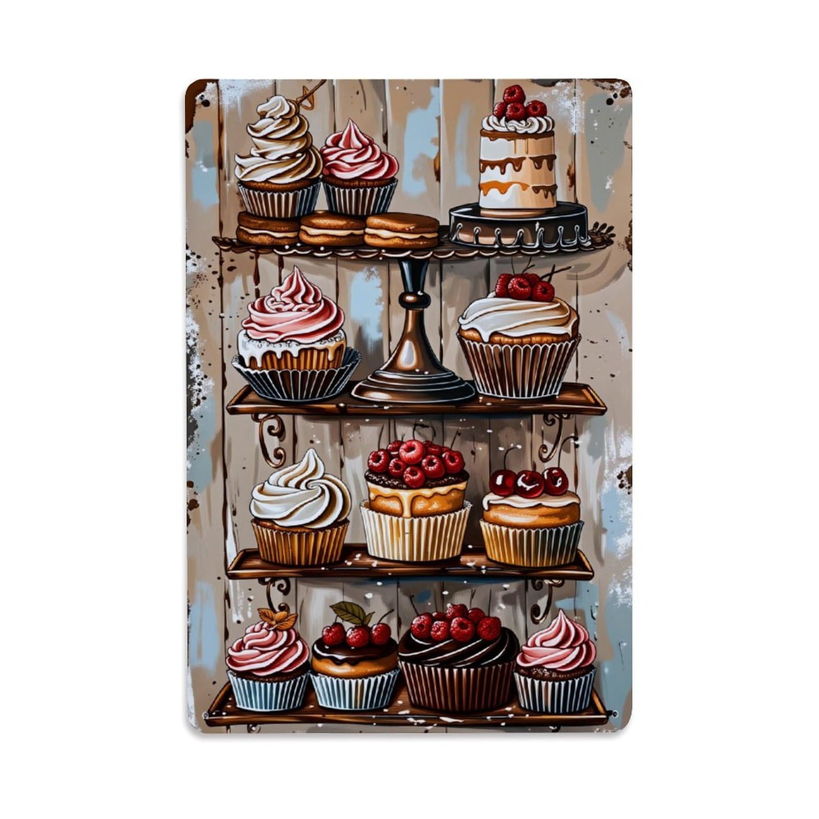 Jdfenggu Vintage Cupcake Delight Sweet Treats Bakery Art Retro Metal Tin Sign, Decor Art Poster For Bar, Home, Man Cave, Kitchen, Laundry Room Gift 8X12inch