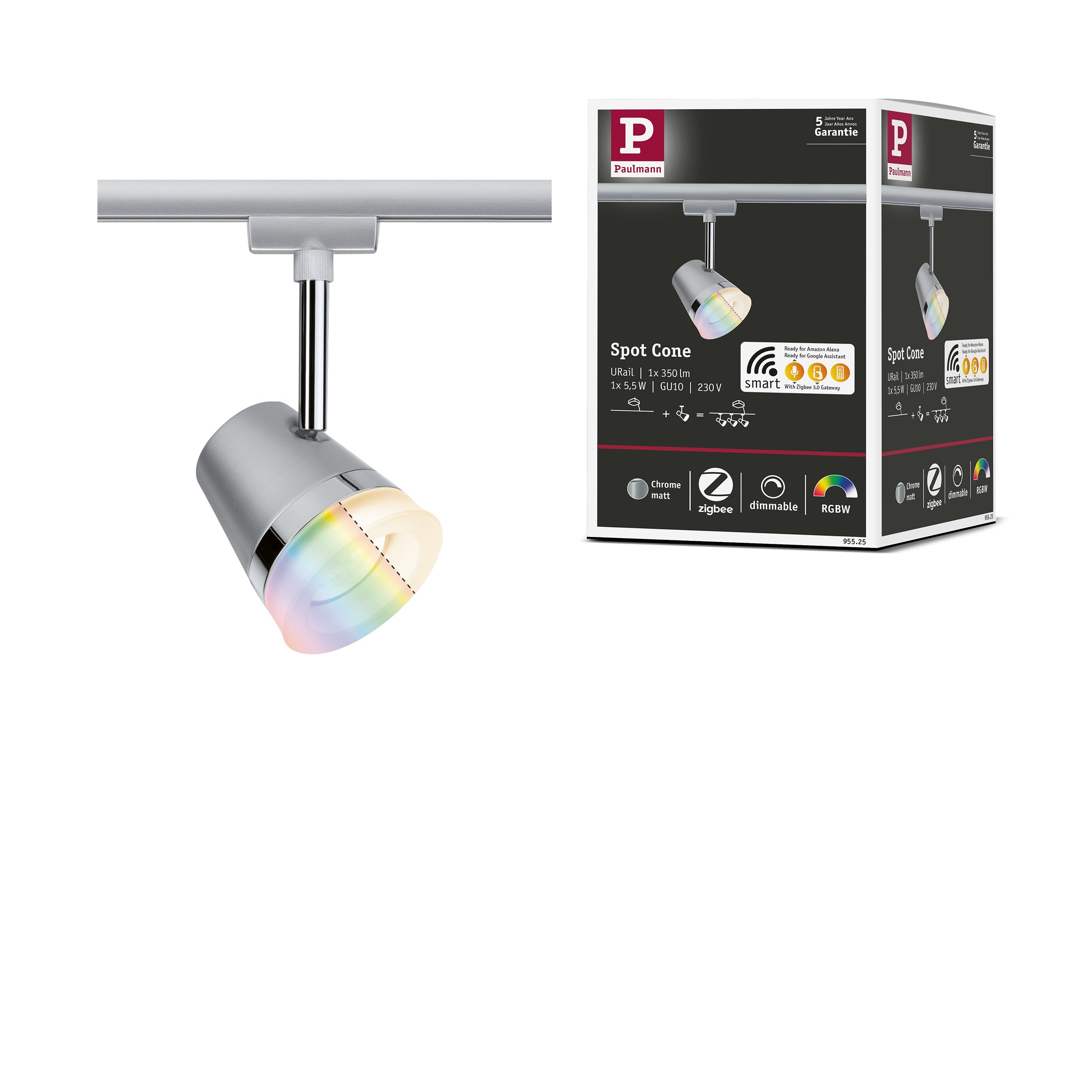 Paulmann 95525 URail High Voltage Rail Light GU10 Zigbee Chrome Matt