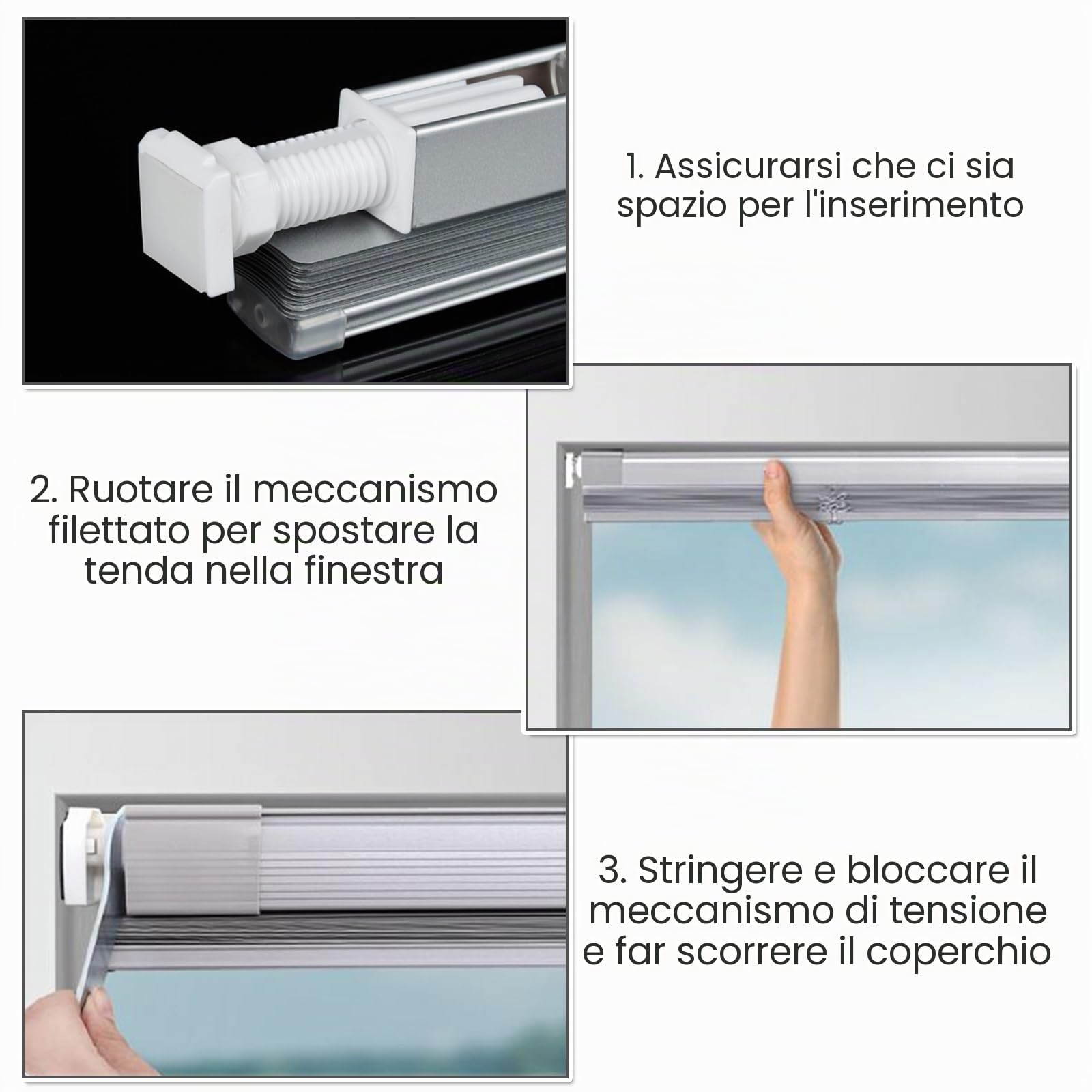 4 tende veneziane senza trapano per finestre, staffa pigra senza attrezzi, staffa adesiva, torsione per tende strette (bianco)